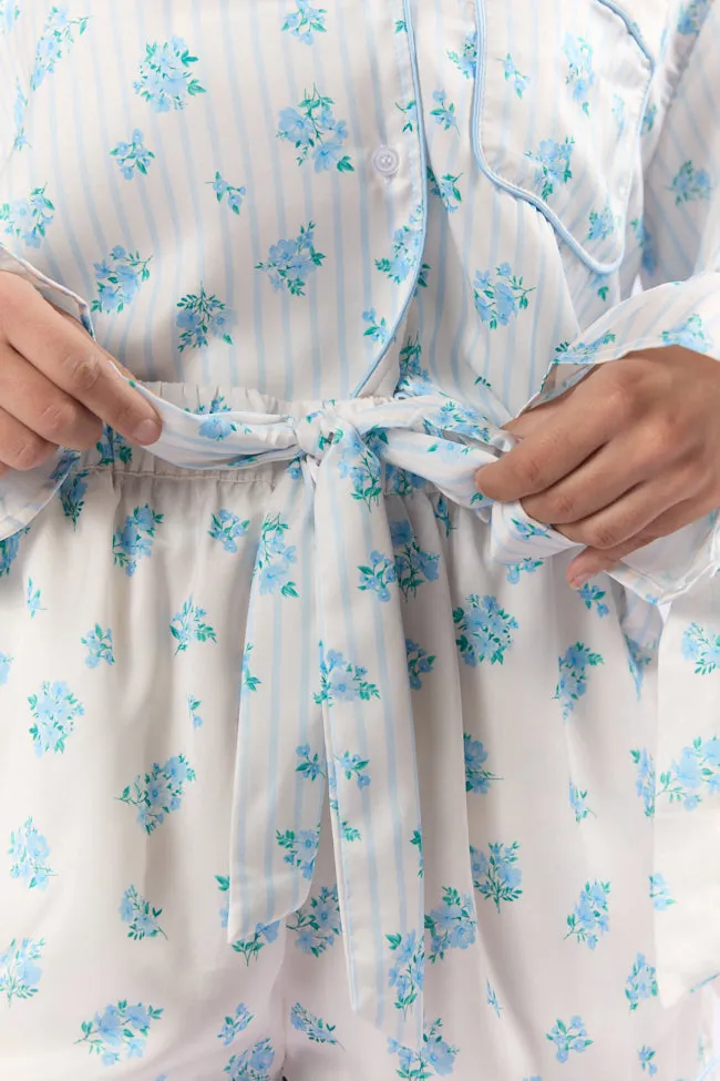 Sleep On My Side Blue Floral Satin Pajama Shorts FINAL SALE sold by Pink Lily product image thumbnail 3