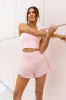 First Place Pink Ribbed Waistband Running Shorts sold by Pink Lily