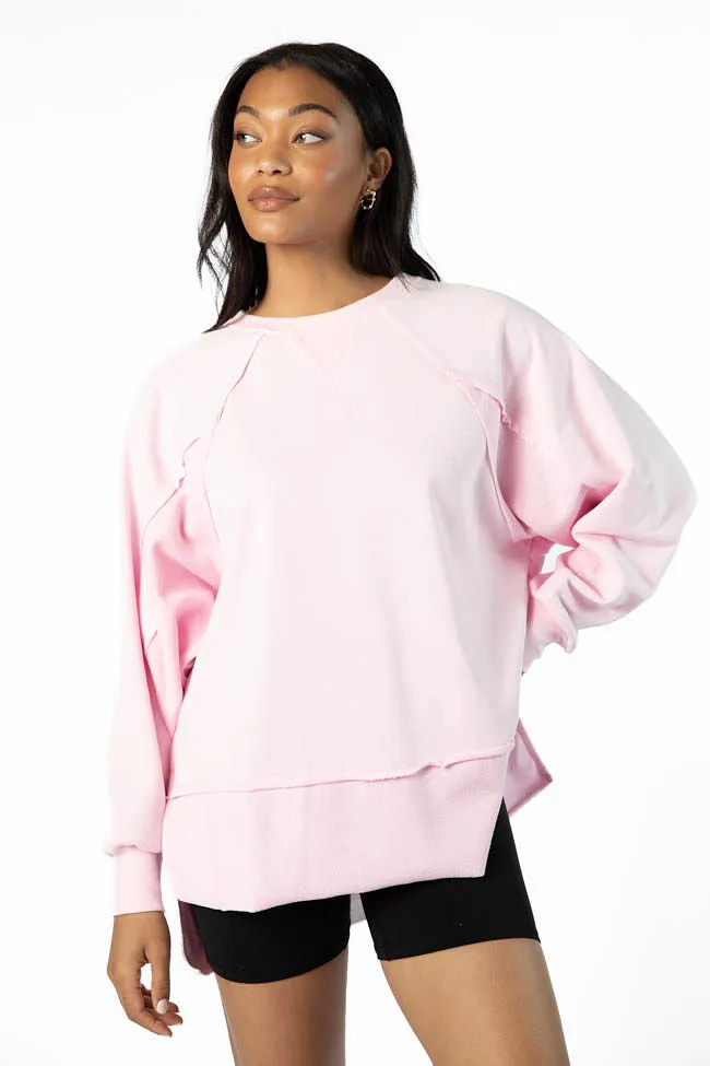 Give It Your All Light Pink Oversized Crew Neck Sweatshirt FINAL SALE sold by Pink Lily
