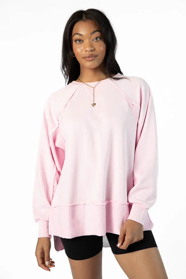 Give It Your All Light Pink Oversized Crew Neck Sweatshirt FINAL SALE sold by Pink Lily product image thumbnail 3