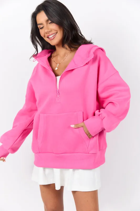 Stop and Go Pink Oversized Hooded Pullover FINAL SALE made by Very J