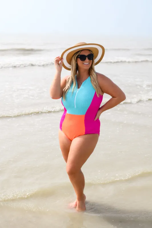 Electric Sunset Neon Colorblock One Piece FINAL SALE sold by Pink Lily