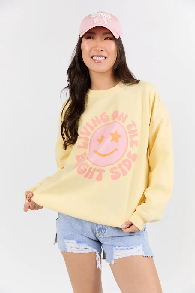 Living On The Bright Side Light Yellow Graphic Sweatshirt sold by Pink Lily