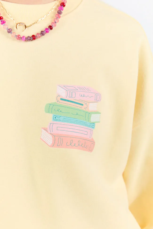 Can't Buy You Happiness But Can Buy Books Light Yellow Graphic Sweatshirt sold by Pink Lily product image thumbnail 3