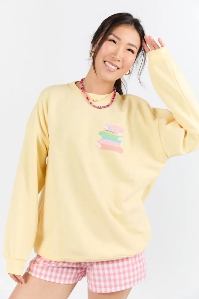 Can't Buy You Happiness But Can Buy Books Light Yellow Graphic Sweatshirt sold by Pink Lily product image thumbnail 2