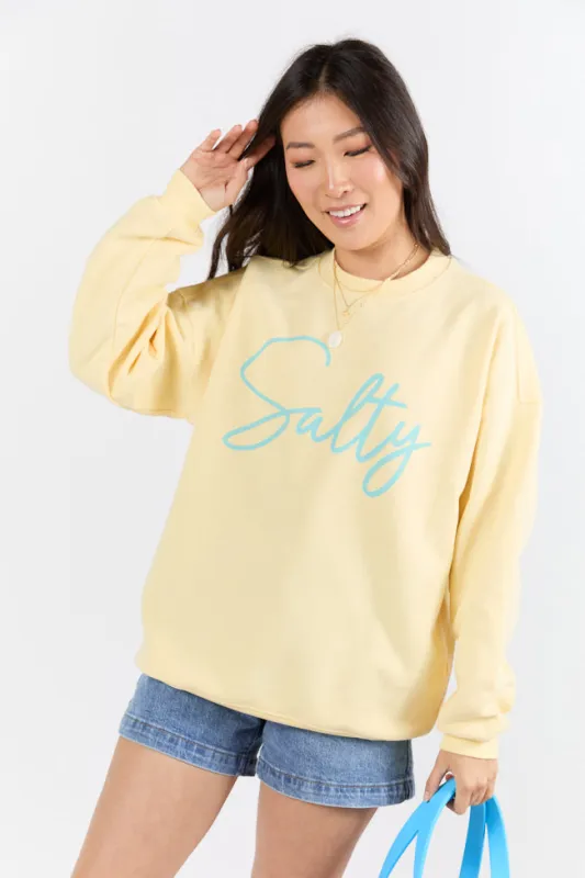 Salty Light Yellow Graphic Sweatshirt sold by Pink Lily