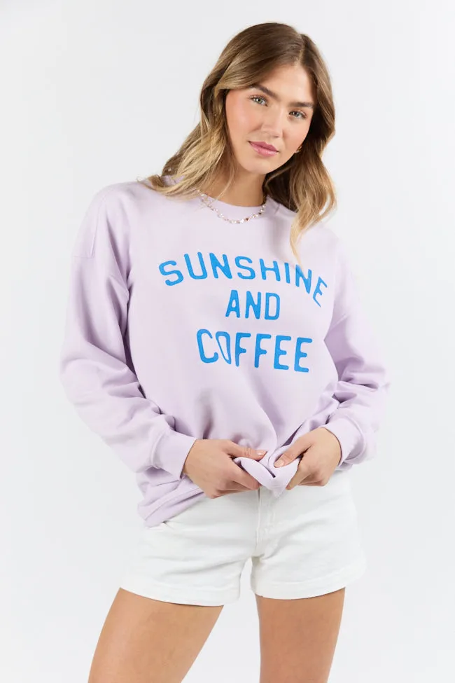 Sunshine And Coffee Light Lilac Graphic Sweatshirt sold by Pink Lily