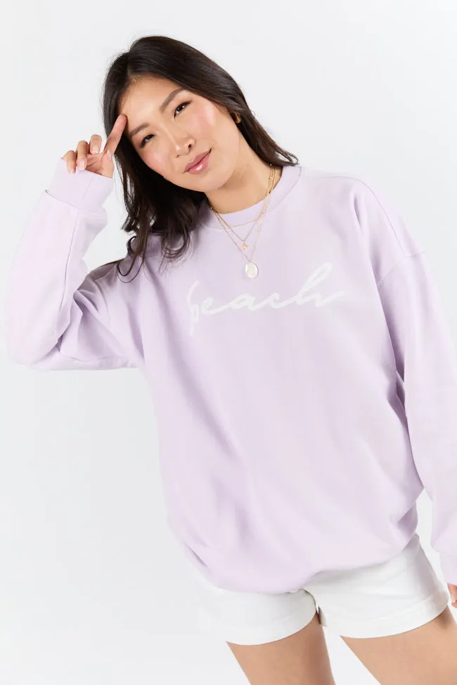 Beach Script Light Lilac Graphic Sweatshirt sold by Pink Lily product image thumbnail 4
