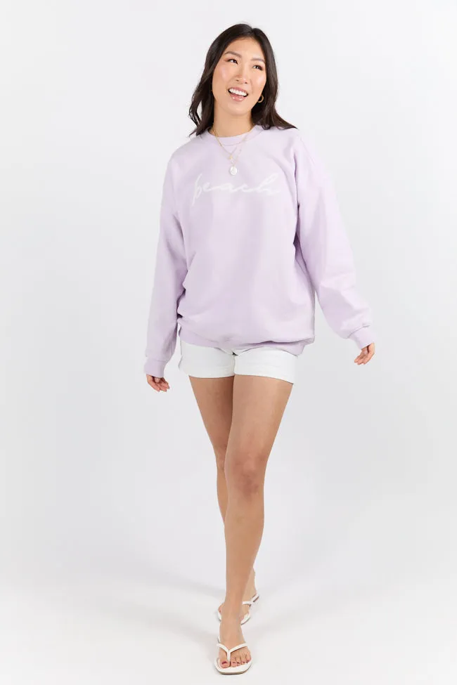 Beach Script Light Lilac Graphic Sweatshirt sold by Pink Lily product image thumbnail 5