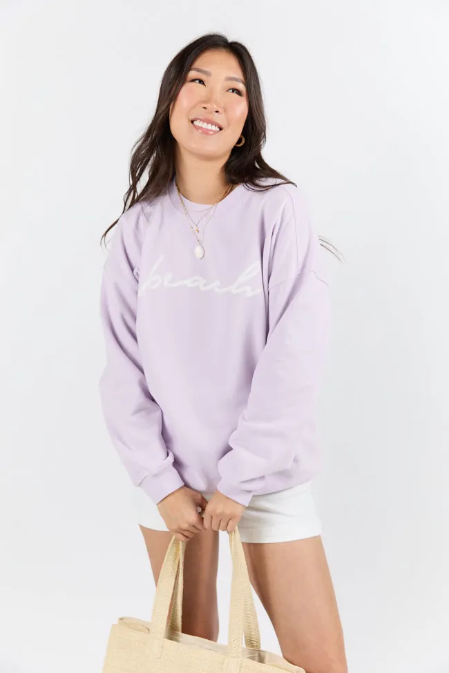 Beach Script Light Lilac Graphic Sweatshirt sold by Pink Lily product image thumbnail 2