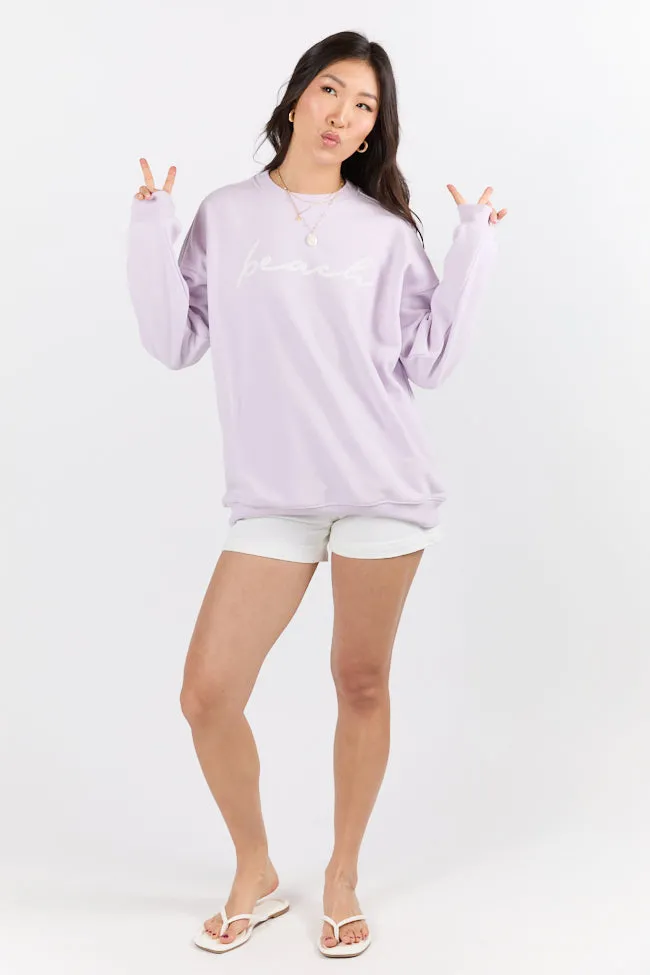 Beach Script Light Lilac Graphic Sweatshirt sold by Pink Lily product image thumbnail 3