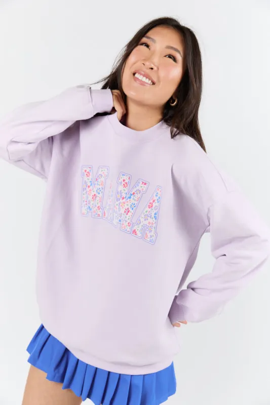 Mama Floral Light Lilac Graphic Sweatshirt sold by Pink Lily