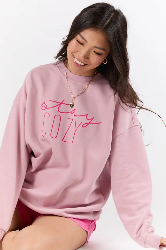 Stay Cozy Mauve Graphic Sweatshirt sold by Pink Lily