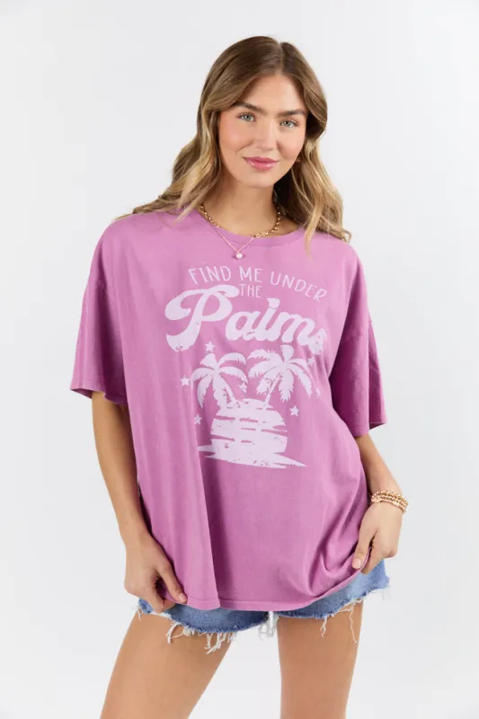 Find Me Under The Palms Purple Hyfve Oversized Graphic Tee sold by Pink Lily