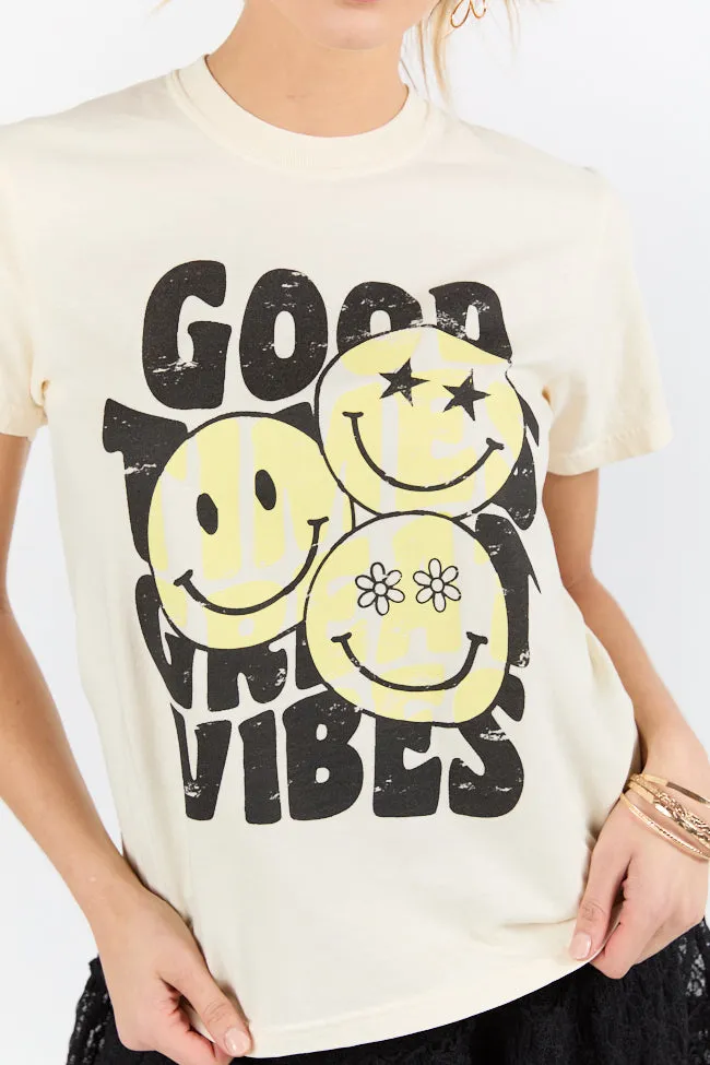 Good Times Great Vibes Ivory Graphic Tee sold by Pink Lily product image thumbnail 3