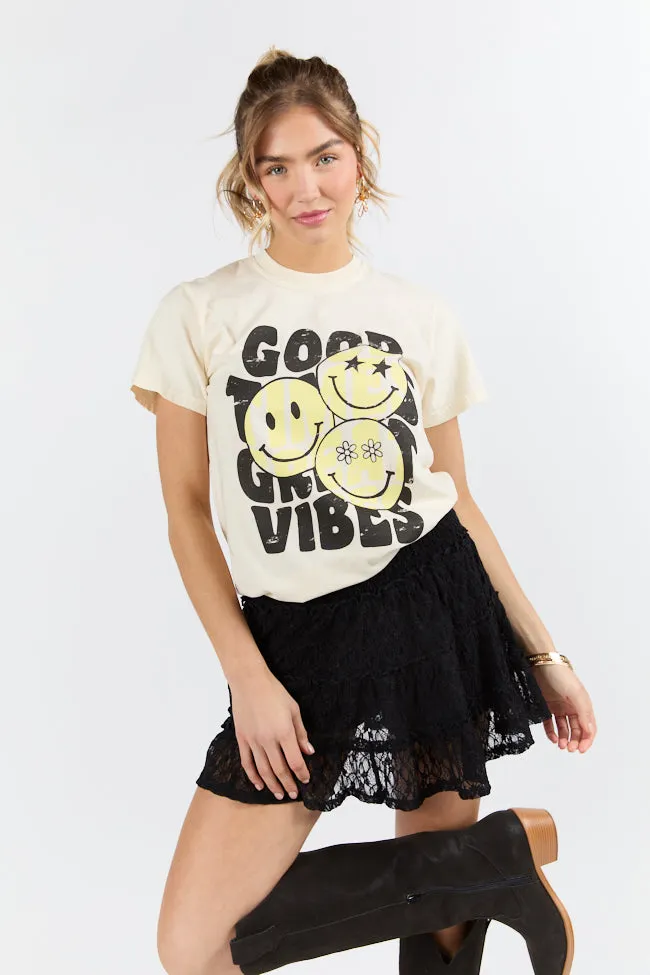 Good Times Great Vibes Ivory Graphic Tee sold by Pink Lily