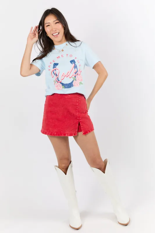 Take Me To The Rodeo Light Blue Graphic Tee sold by Pink Lily
