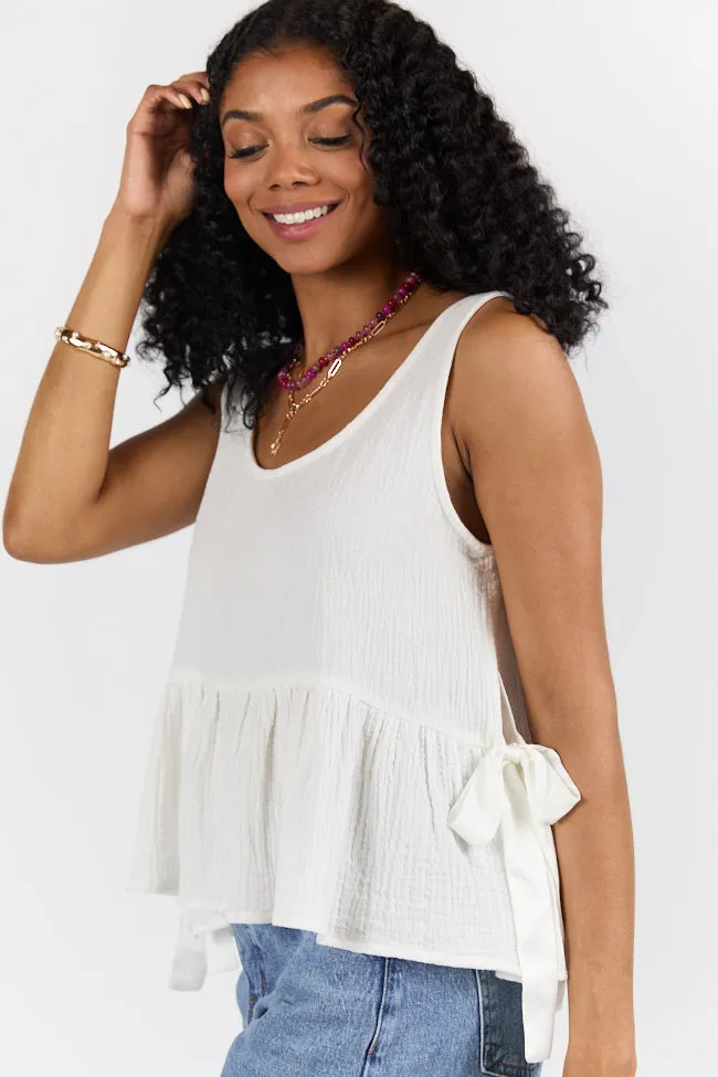 My Sweet Side Tie Ivory Gauze Tank SALE sold by Pink Lily product image thumbnail 4