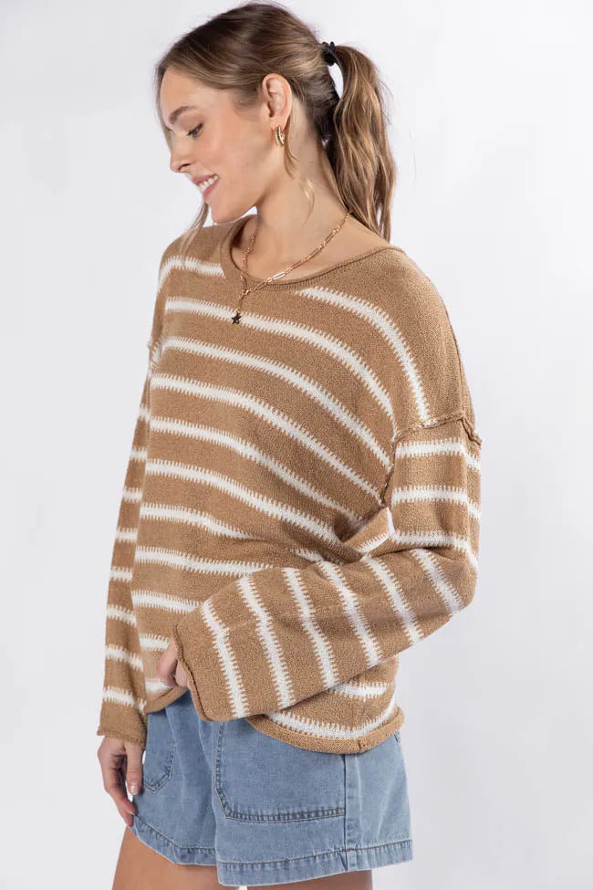 Road Trip Tan and Ivory Striped Sweater FINAL SALE sold by Pink Lily product image thumbnail 4