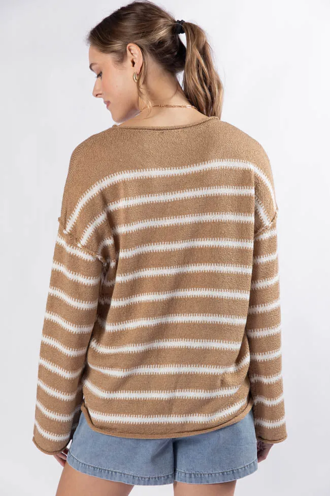 Road Trip Tan and Ivory Striped Sweater FINAL SALE sold by Pink Lily product image thumbnail 5