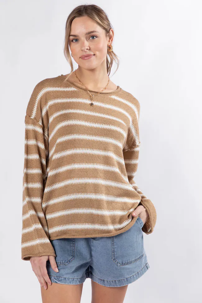 Road Trip Tan and Ivory Striped Sweater FINAL SALE sold by Pink Lily product image thumbnail 3