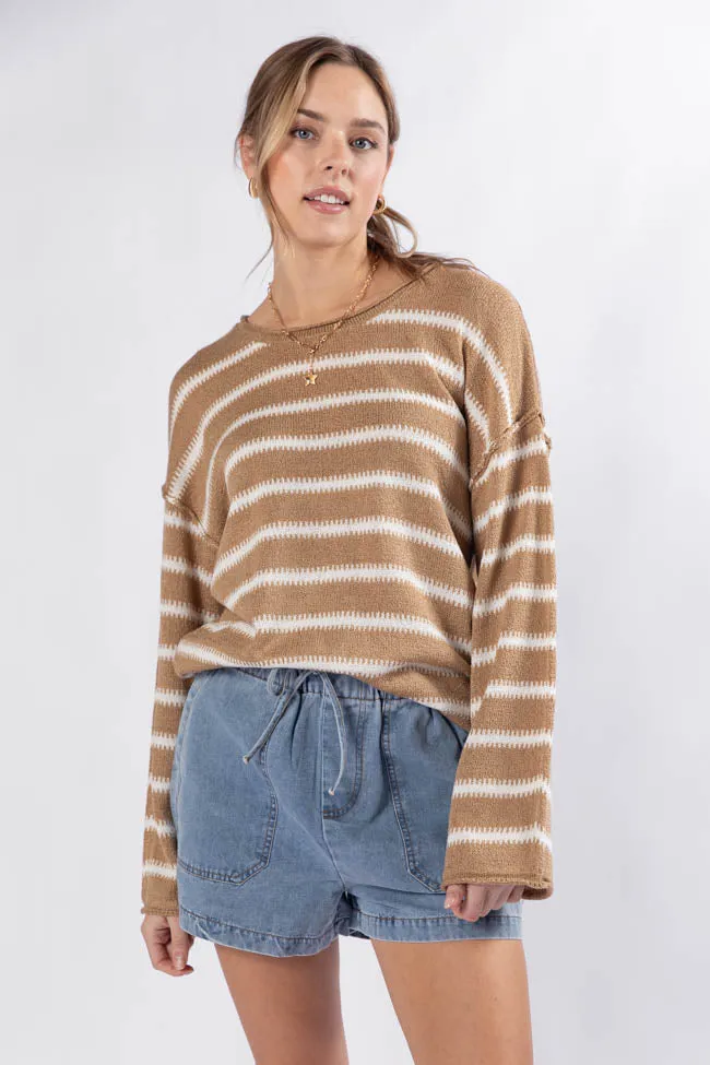 Road Trip Tan and Ivory Striped Sweater FINAL SALE sold by Pink Lily product image thumbnail 2