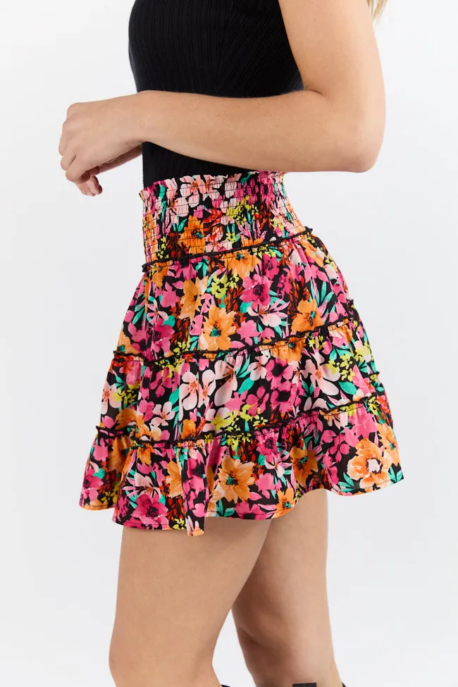 Through The Garden Black Multi Color Floral Mini Skort FINAL SALE sold by Pink Lily product image thumbnail 4