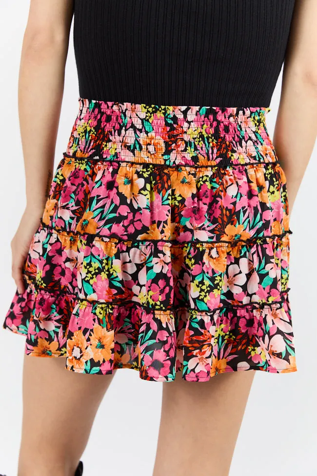 Through The Garden Black Multi Color Floral Mini Skort FINAL SALE sold by Pink Lily product image thumbnail 5