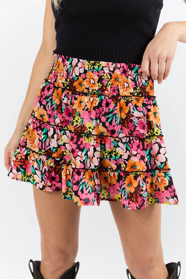 Through The Garden Black Multi Color Floral Mini Skort FINAL SALE sold by Pink Lily