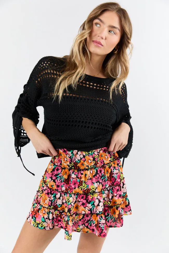 Through The Garden Black Multi Color Floral Mini Skort FINAL SALE sold by Pink Lily product image thumbnail 3