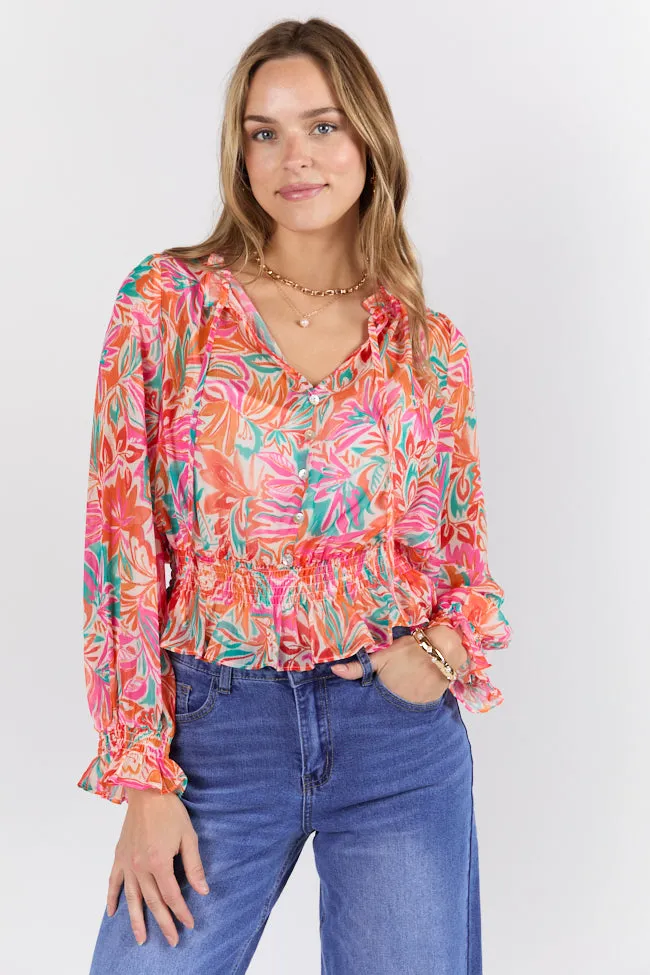 Take Me To The Tropics Multi Print Blouse With Cami Lining FINAL SALE sold by Pink Lily