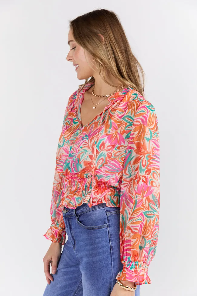 Take Me To The Tropics Multi Print Blouse With Cami Lining FINAL SALE sold by Pink Lily product image thumbnail 4