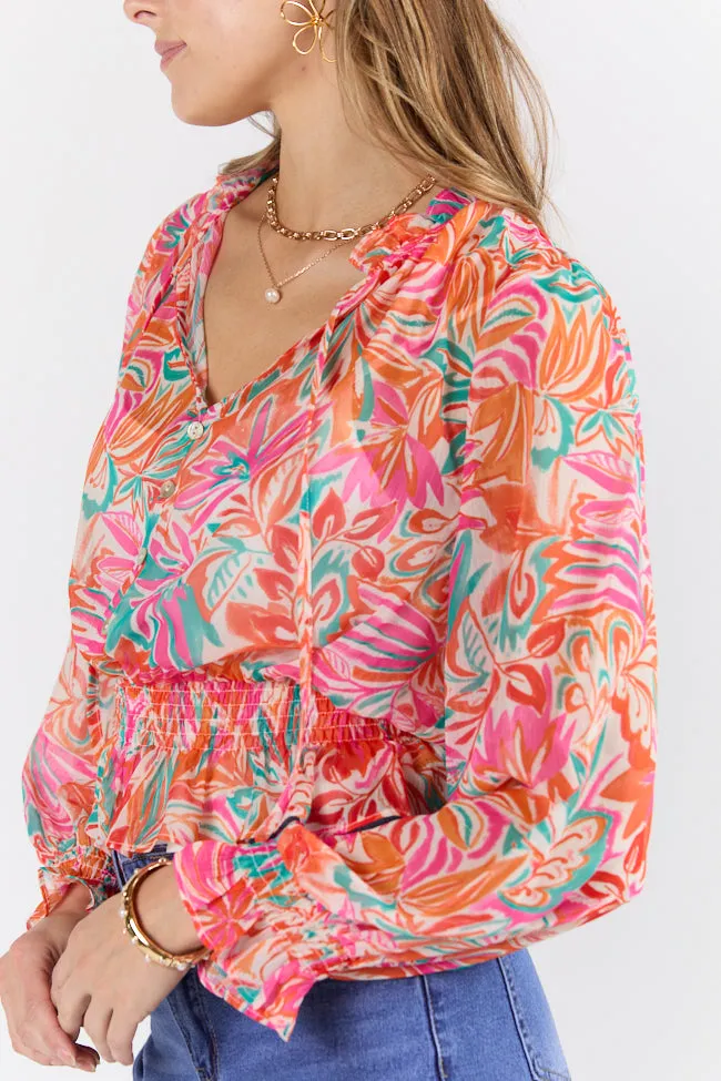 Take Me To The Tropics Multi Print Blouse With Cami Lining FINAL SALE sold by Pink Lily product image thumbnail 5