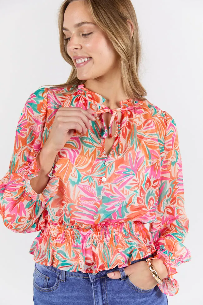 Take Me To The Tropics Multi Print Blouse With Cami Lining FINAL SALE sold by Pink Lily product image thumbnail 2