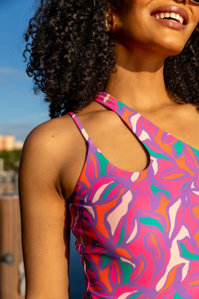 Drift With Me Multi One Shoulder Printed One Piece Swimsuit FINAL SALE sold by Pink Lily product image thumbnail 4