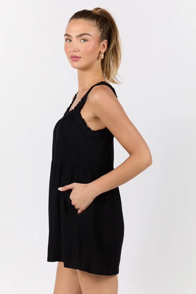 Sun Kissed Black Ruffle Strap Solid Romper FINAL SALE sold by Pink Lily product image thumbnail 4