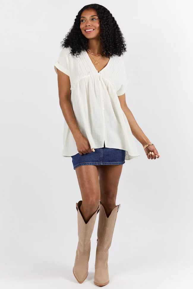 If I Knew Ivory Gauze Button Detail Short Sleeve Top FINAL SALE sold by Pink Lily product image thumbnail 2