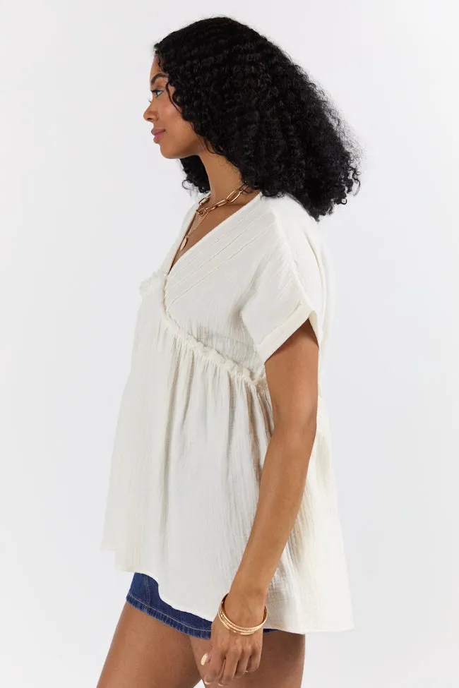 If I Knew Ivory Gauze Button Detail Short Sleeve Top FINAL SALE sold by Pink Lily product image thumbnail 5