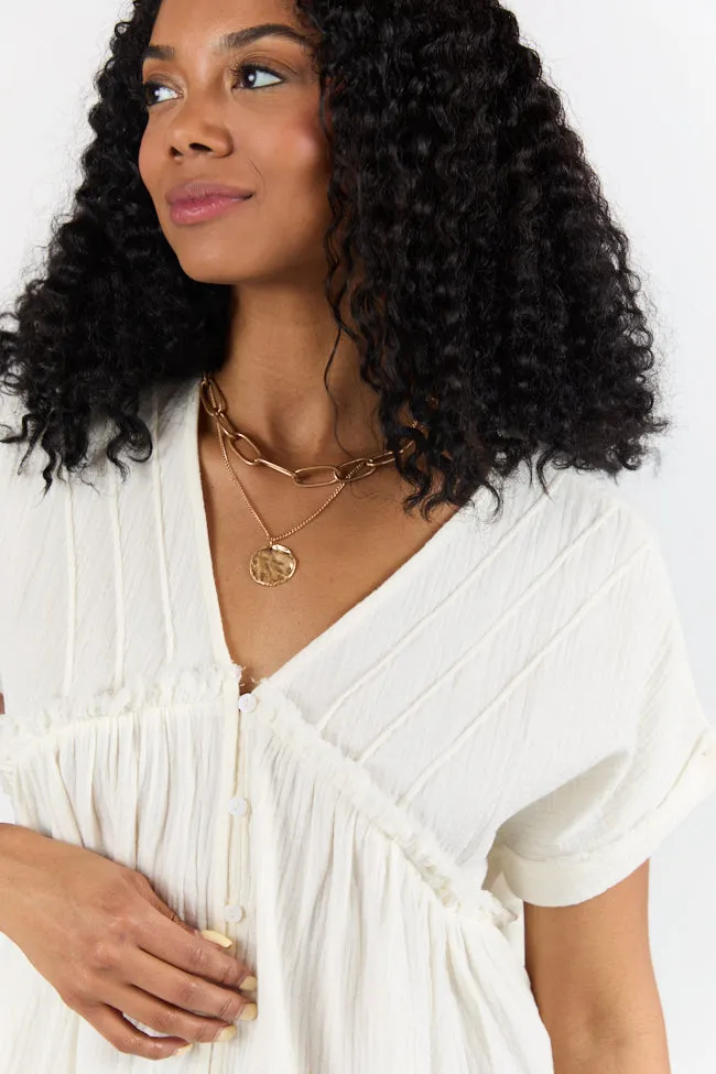 If I Knew Ivory Gauze Button Detail Short Sleeve Top FINAL SALE sold by Pink Lily product image thumbnail 3