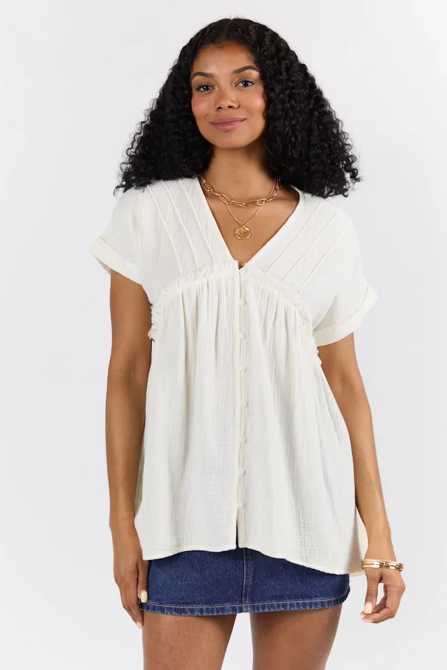 If I Knew Ivory Gauze Button Detail Short Sleeve Top FINAL SALE sold by Pink Lily product image thumbnail 4