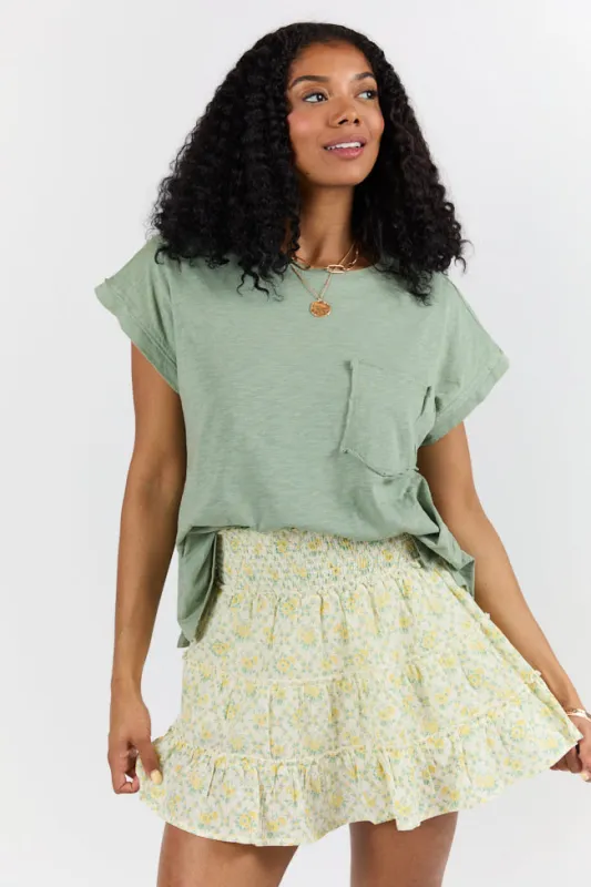 All Washed Up Sage Knit Pocket Tee FINAL SALE sold by Pink Lily