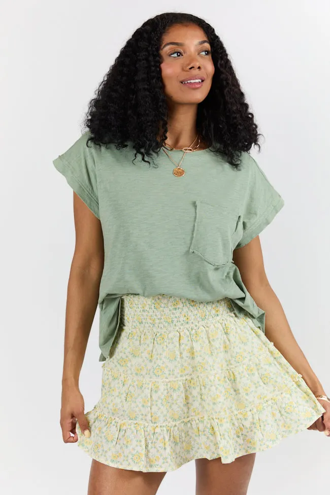 All Washed Up Sage Knit Pocket Tee FINAL SALE sold by Pink Lily