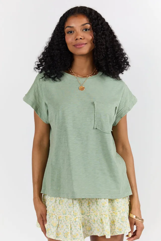 All Washed Up Sage Knit Pocket Tee FINAL SALE sold by Pink Lily product image thumbnail 3