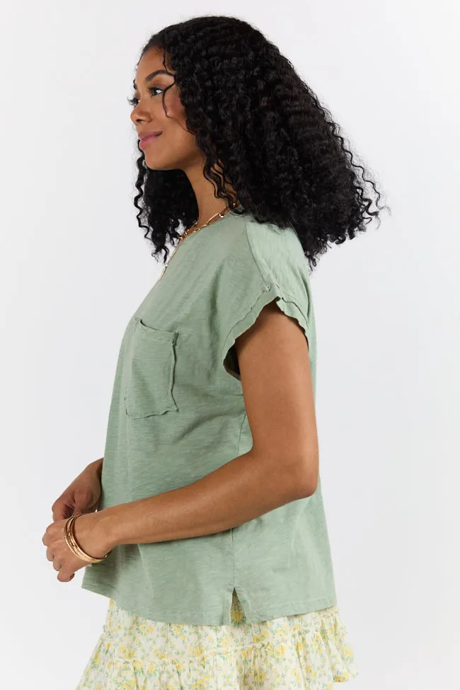 All Washed Up Sage Knit Pocket Tee FINAL SALE sold by Pink Lily product image thumbnail 4