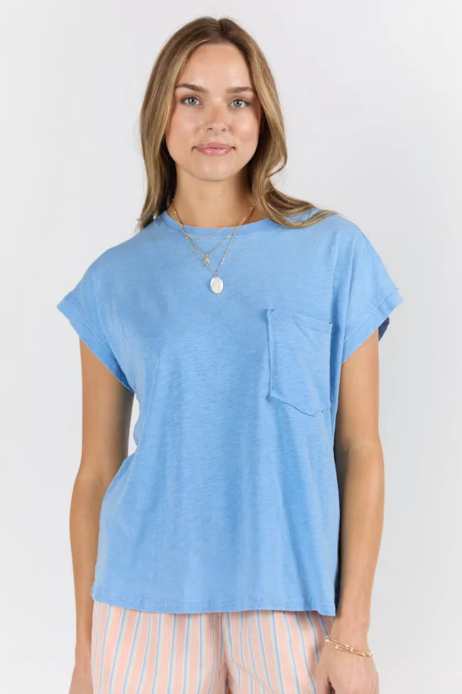 All Washed Up Blue Knit Pocket Tee FINAL SALE sold by Pink Lily product image thumbnail 3