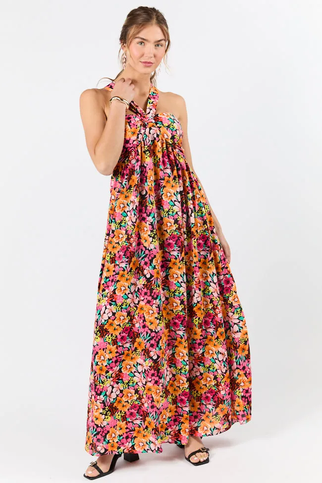 Waterside Elegance Multi Floral Halter Neck Maxi Dress FINAL SALE sold by Pink Lily product image thumbnail 2