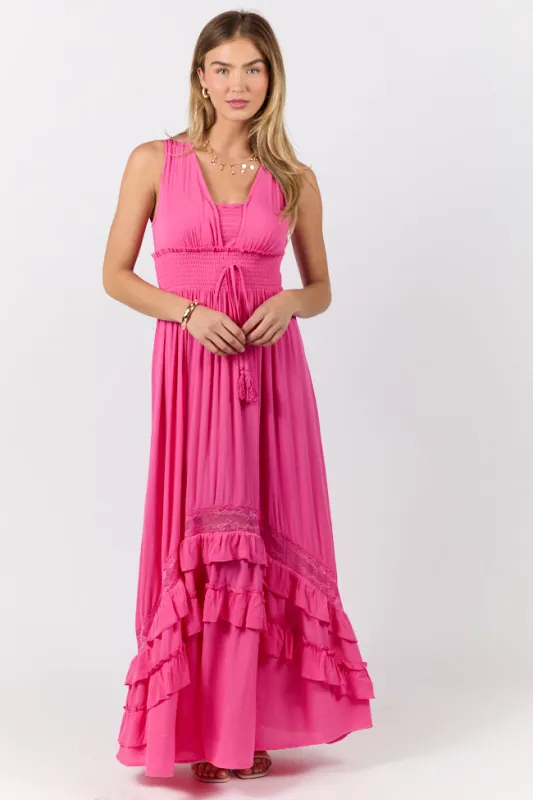 Lucky To Have You Pink Sleeveless Maxi Dress SALE sold by Pink Lily
