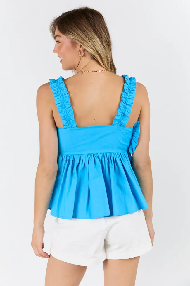 Having The Time Of My Life Blue Smocked Bust Ruffle Detail Tank FINAL SALE sold by Pink Lily product image thumbnail 5
