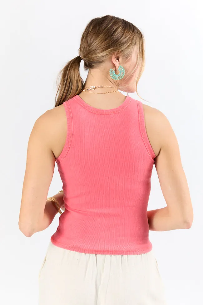 Cool Instincts Coral Acid Washed Rib High Neck Tank SALE sold by Pink Lily product image thumbnail 5