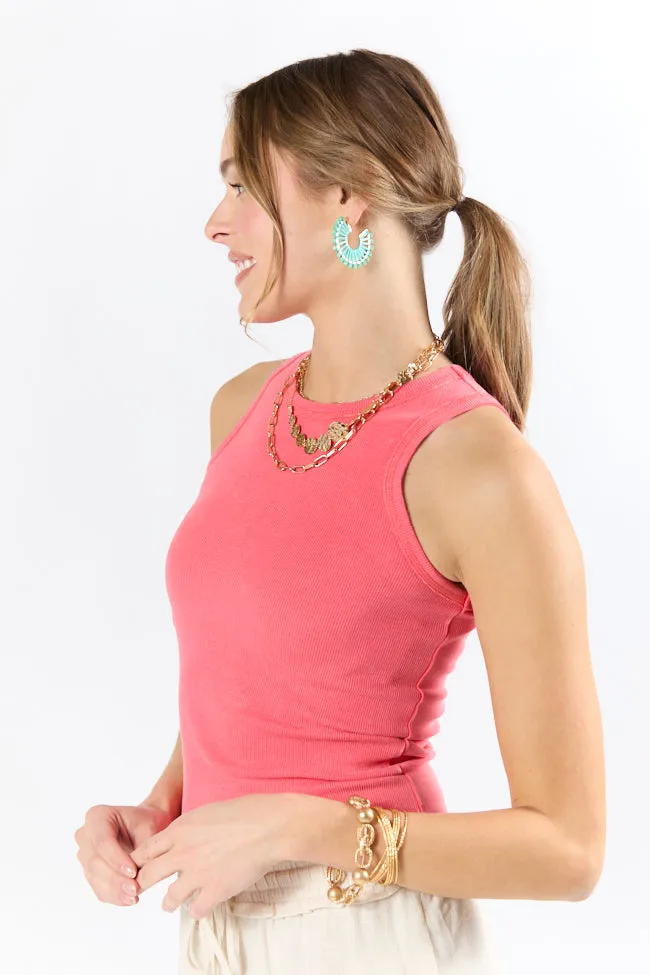 Cool Instincts Coral Acid Washed Rib High Neck Tank SALE sold by Pink Lily product image thumbnail 4